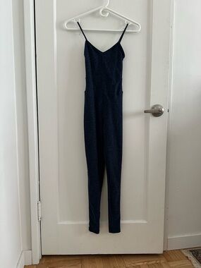 Live The Process Dark Navy Spaghetti-Strap Slim Jumpsuit